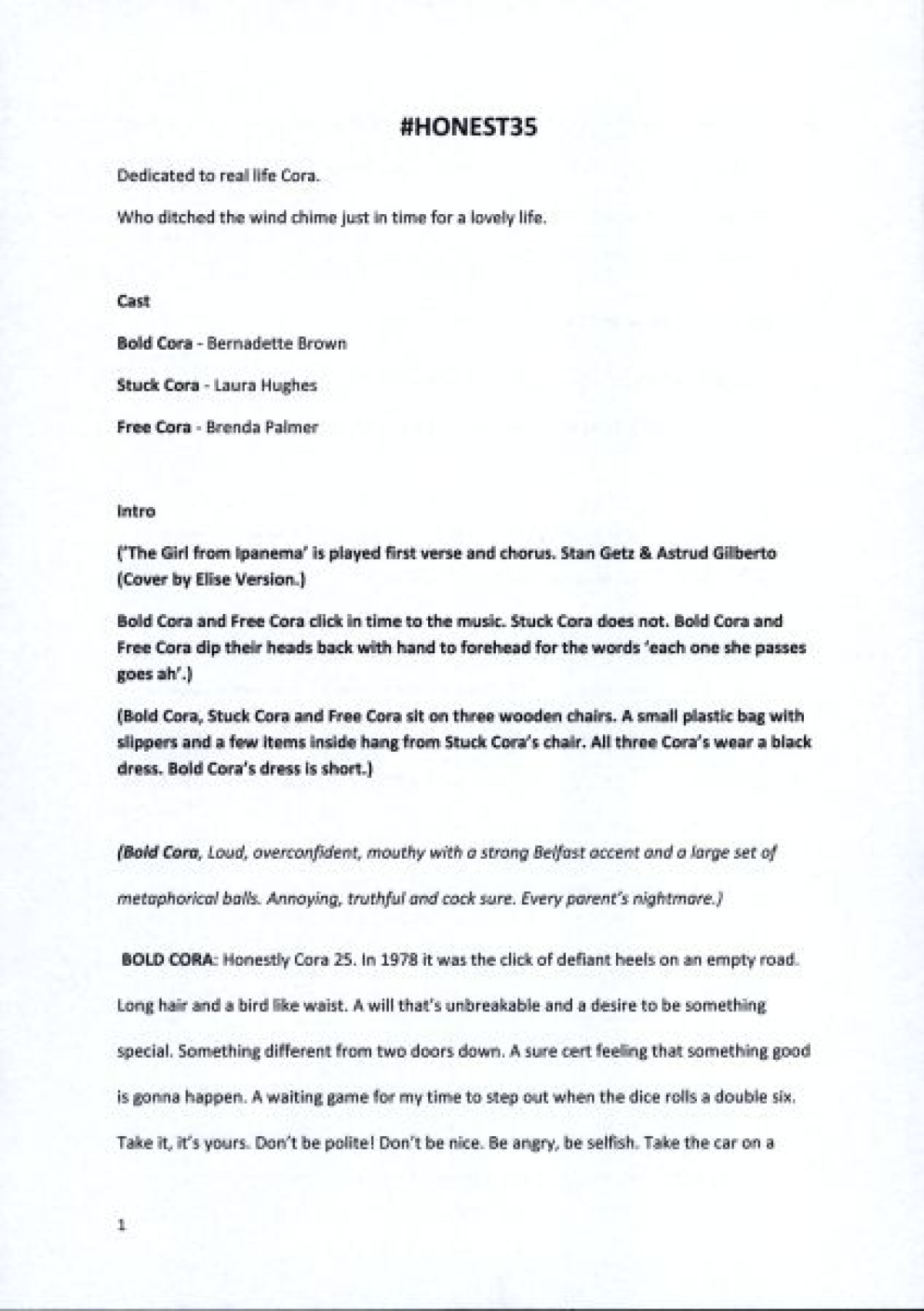#Honest35 (script) | extraORDINARYwomenNI