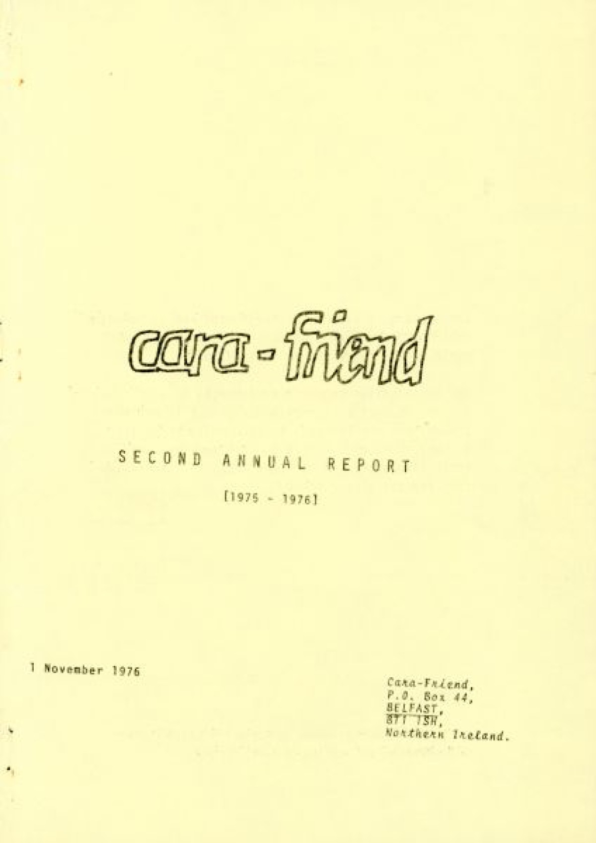 Cara-Friend Second Annual Report, 1975-1976 | extraORDINARYwomenNI